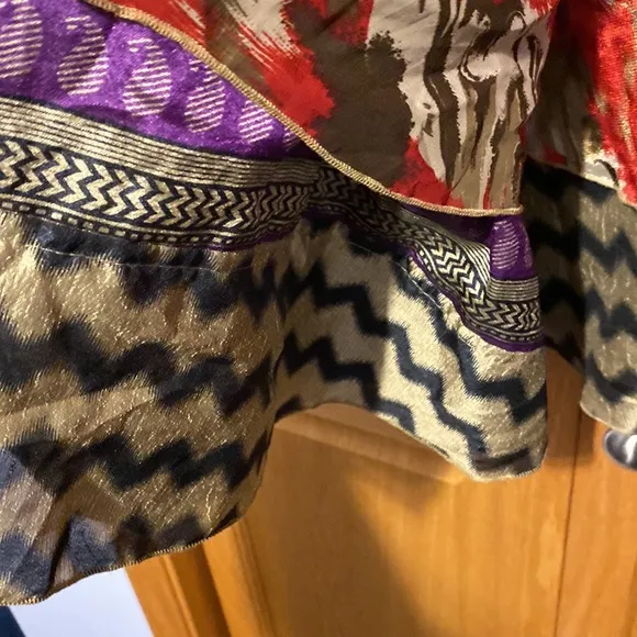 Darn Good Yarn Sari Silk Wrap skirt ankle maxi size 14-20 XL