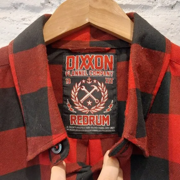 Dixxon Flannel Co Shirt Mens XLT Red Black Check Buffalo Redrum Long Sleeve Tall