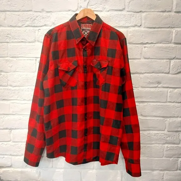 Dixxon Flannel Co Shirt Mens XLT Red Black Check Buffalo Redrum Long Sleeve Tall