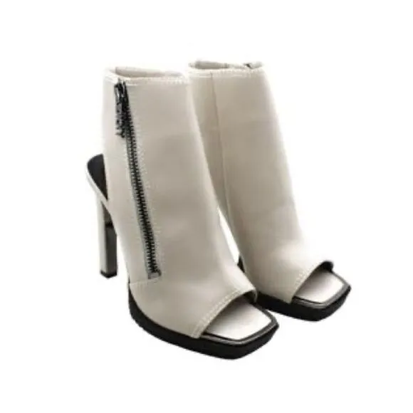 DKNY Malia Shooties Women's Size 9 Ivory Leather Neutral Classic Designer Preppy