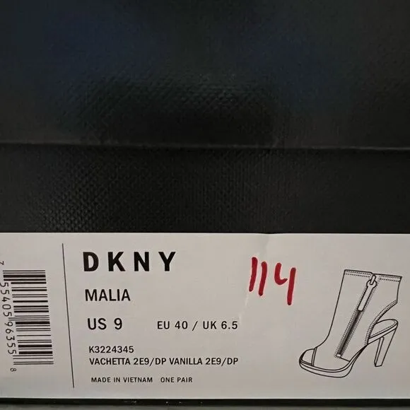 DKNY Malia Shooties Women's Size 9 Ivory Leather Neutral Classic Designer Preppy