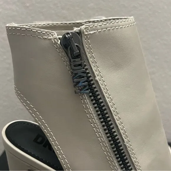 DKNY Malia Shooties Women's Size 9 Ivory Leather Neutral Classic Designer Preppy