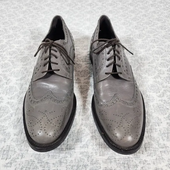 Donald J. Pliner Italian Grey Emerik Wingtip Oxford Lasercut Shoes Size 10
