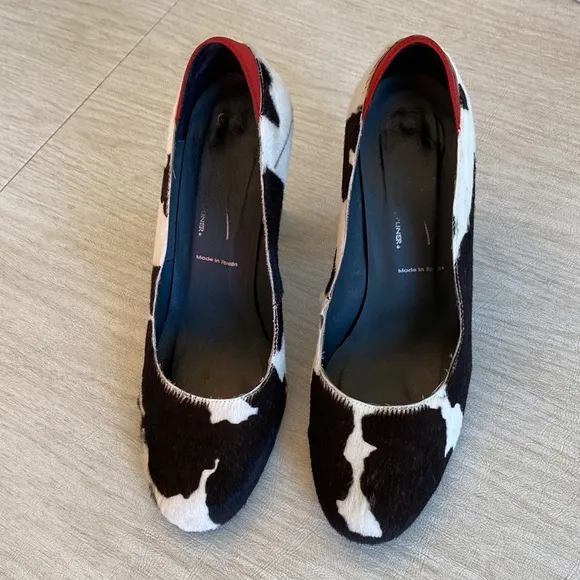 DONALD J PLINER SIGNATURE Casey Black &amp; White Calf Hair Pony Pumps Sz 8-1/2 M