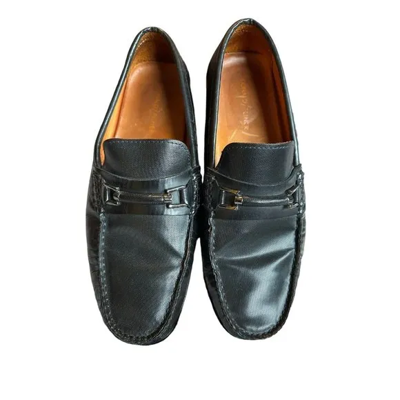 Donald Pliner Imari Black Leather Moccasin Driving‎ Loafer Size 10.5M S72-8