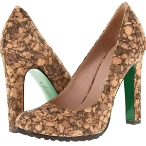 Donald Pliner Neutral Tan Brown Beige Cork Green Leather Soles High Heels 8.5