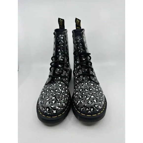 Dr. Martens 1460 Loud Leopard Gun Metal 27652 Women's Size 7 EU 38 Gray
