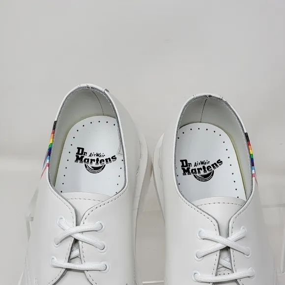 Dr Martens 27522 White Smooth Leather Pride Oxford Shoes Men Sz 6/Wnms Sz 7 New