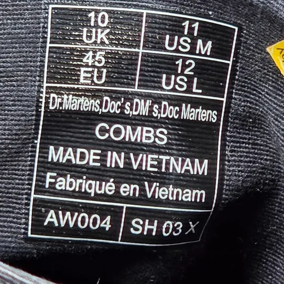 Dr. Martens Combs Poly Casual Combat Boots Ankle Lace Up Black AW004 Mens US 11