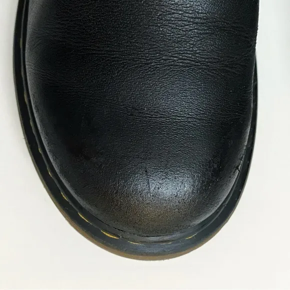 DR. MARTENS JUNIOR 2976 BLACK SOFTY T LEATHER CHELSEA ANKLE BOOTS stretchy side
