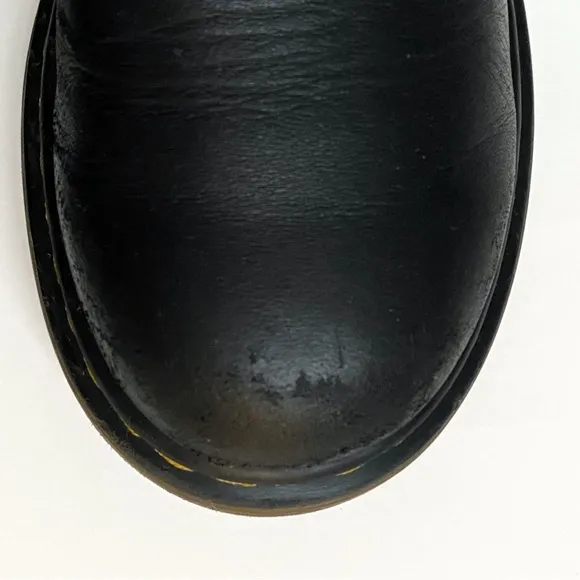 DR. MARTENS JUNIOR 2976 BLACK SOFTY T LEATHER CHELSEA ANKLE BOOTS stretchy side
