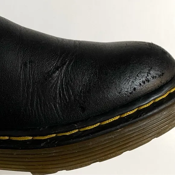 DR. MARTENS JUNIOR 2976 BLACK SOFTY T LEATHER CHELSEA ANKLE BOOTS stretchy side