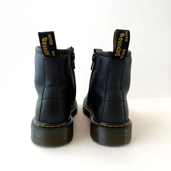 DR MARTENS KIDS BLACK LEATHER 1460 J LACE UP ANKLE BOOTS