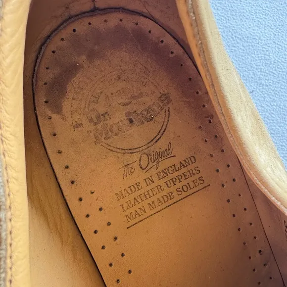 Dr. Martens Made in England Buck Suede Oxford Shoes Beige Size 12 Used