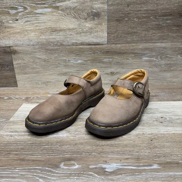 Dr. Martens Tan Leather Mary Jane Shoes Made in England Women's Size See pics