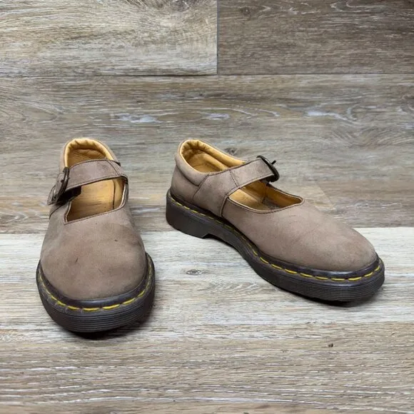 Dr. Martens Tan Leather Mary Jane Shoes Made in England Women's Size See pics
