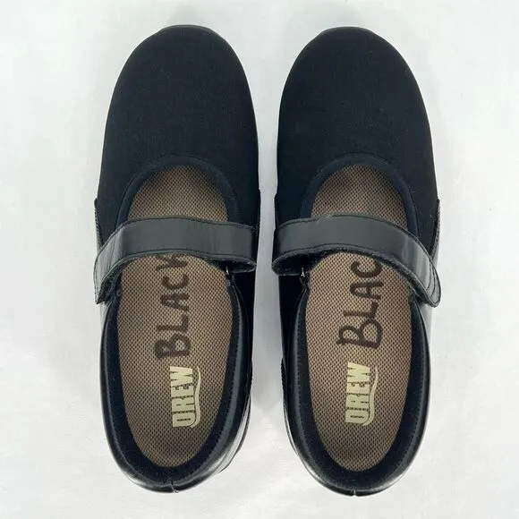 Drew Black Magnolia Mary Jane Leather and Stretch Ortho Rocker Bottom Flat 8.5WW
