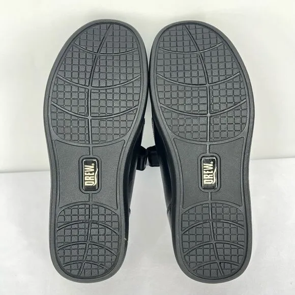 Drew Black Magnolia Mary Jane Leather and Stretch Ortho Rocker Bottom Flat 8.5WW