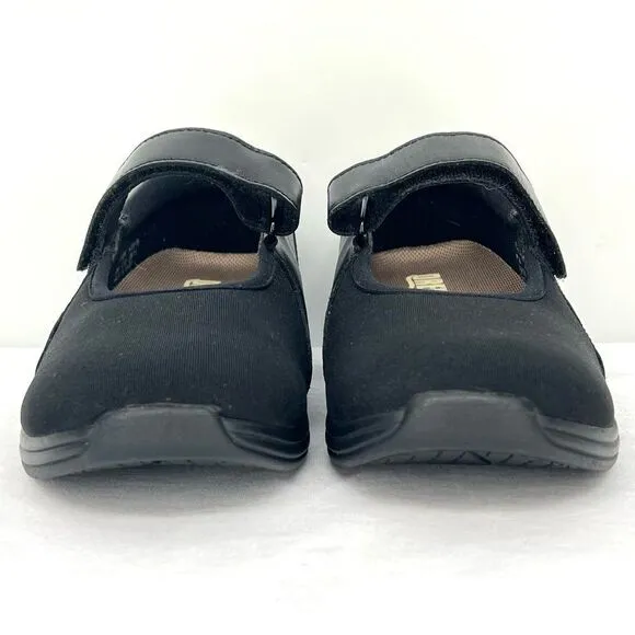 Drew Black Magnolia Mary Jane Leather and Stretch Ortho Rocker Bottom Flat 8.5WW