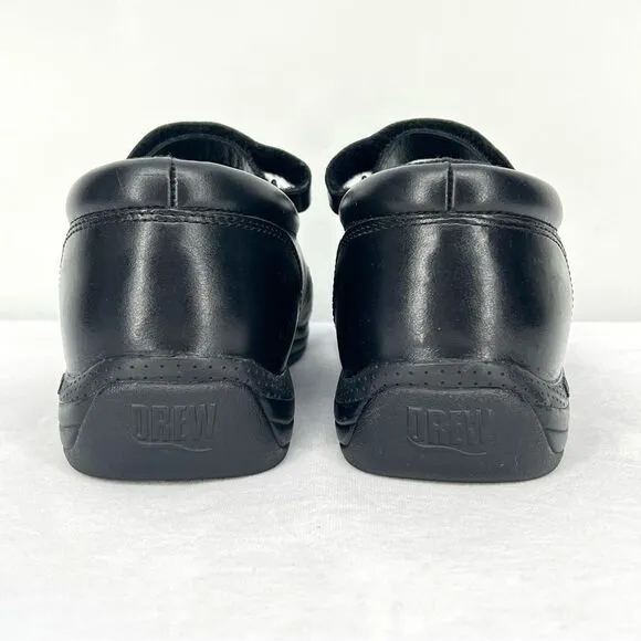 Drew Black Magnolia Mary Jane Leather and Stretch Ortho Rocker Bottom Flat 8.5WW