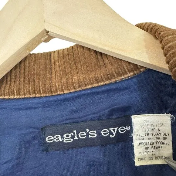 Eagle's Eye Large Jacket Equestrian Horse Button Front Blue Cotton Womens