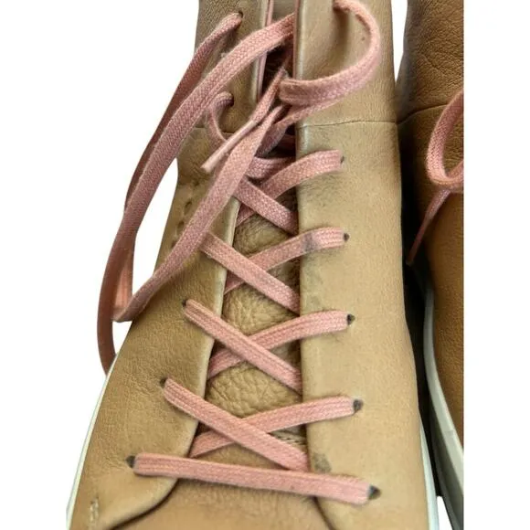 Ecco Ladies Golf Soft High-top Hydromax Spikeless Leather Shoes Tan Size 41/10