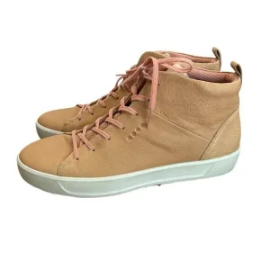 Ecco Ladies Golf Soft High-top Hydromax Spikeless Leather Shoes Tan Size 41/10
