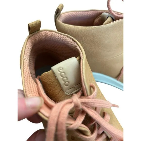 Ecco Ladies Golf Soft High-top Hydromax Spikeless Leather Shoes Tan Size 41/10