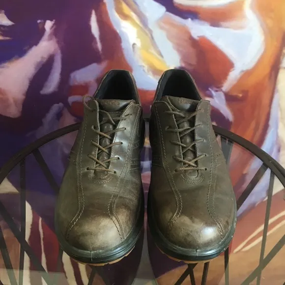 ECCO - MEN'S GORE-TEX BROWN LEATHER GOLF SHOES 47