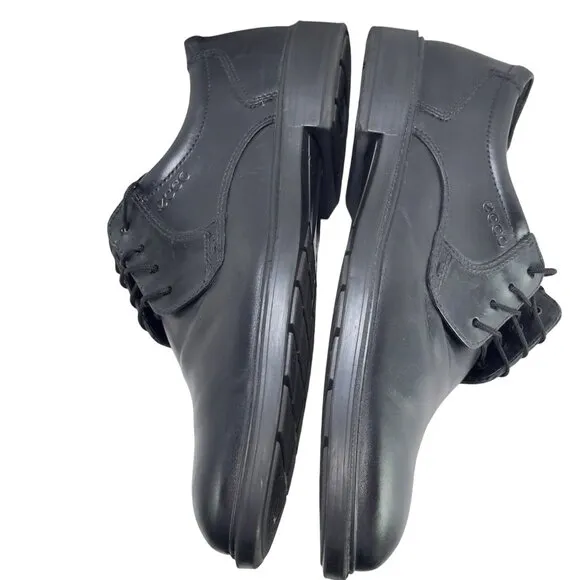 Ecco Men’s Shoes Black Leather Laced Oxfords Size 10