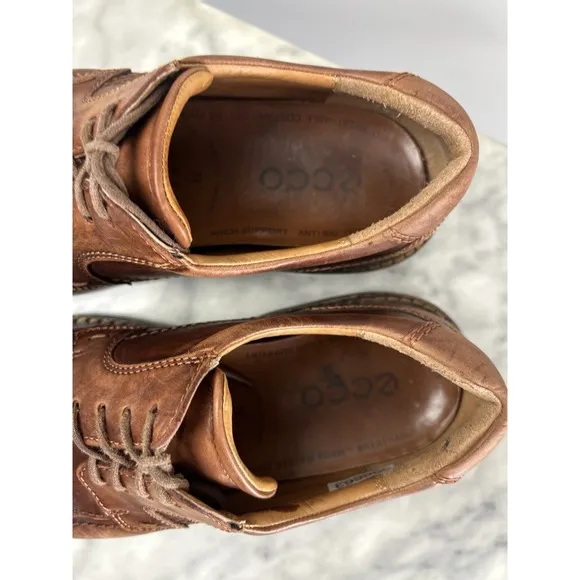 ECCO Men's Shoes EU 43/ 9/9.5 Brown Helsinki Bicycle Toe Oxford Leather Comfort