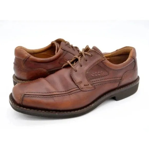 ECCO Men's Shoes EU 43/ 9/9.5 Brown Helsinki Bicycle Toe Oxford Leather Comfort