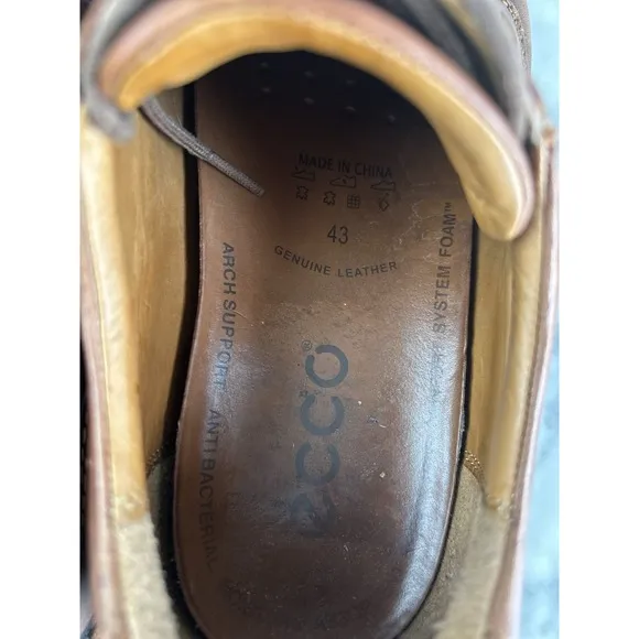 ECCO Men's Shoes EU 43/ 9/9.5 Brown Helsinki Bicycle Toe Oxford Leather Comfort