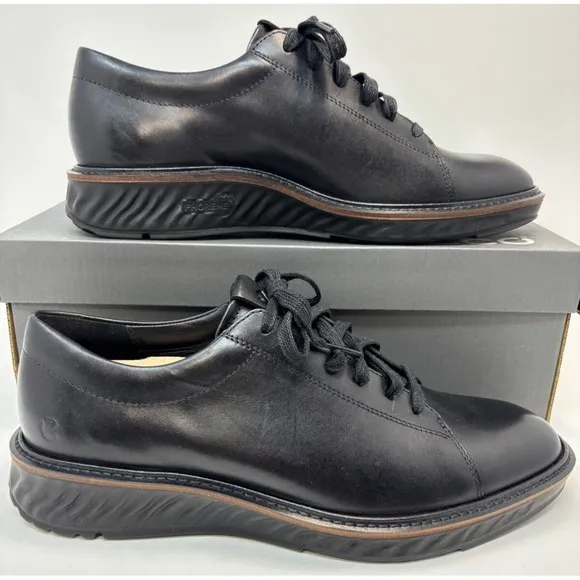 ECCO Mens Shoes Size EU 42  US 8 8.5 ST.1 Hybrid Black Leather Oxford Tie NIB