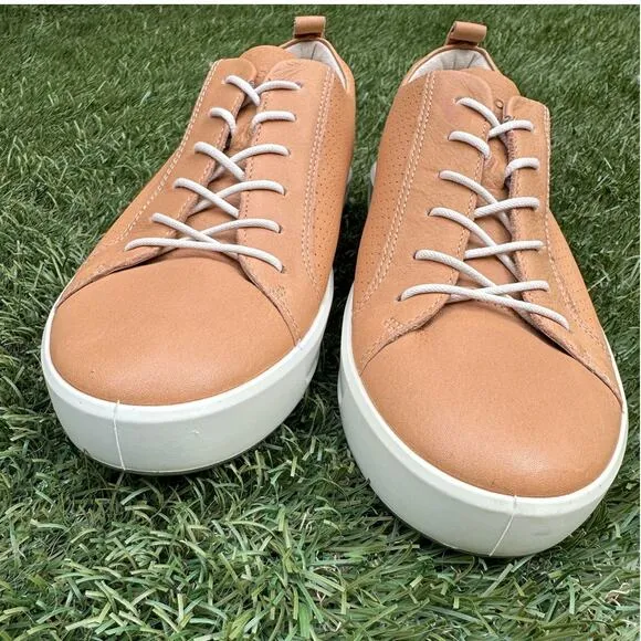 Ecco Soft 8 Genuine Leather Low Top Minimalist Sneakers Classic Tan Shoes Sz 41