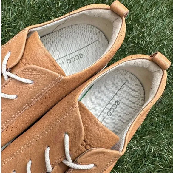 Ecco Soft 8 Genuine Leather Low Top Minimalist Sneakers Classic Tan Shoes Sz 41