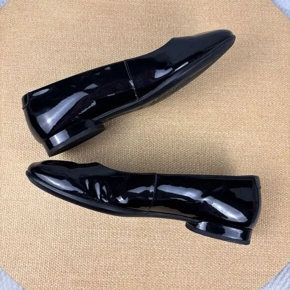 Ecco | Women’s Black Patent Leather Ballerina Flat Shoes | Size 6-6.5