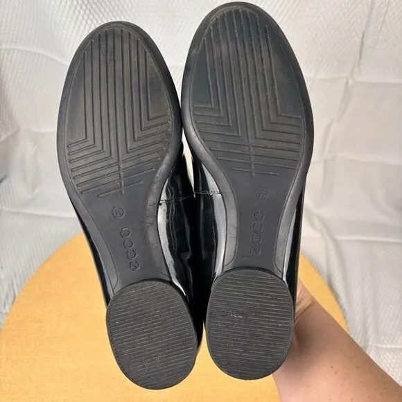 Ecco | Women’s Black Patent Leather Ballerina Flat Shoes | Size 6-6.5