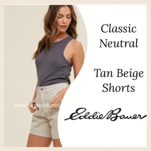 Eddie Bauer Shorts Classic Cargo Chino Side Zipper Neutral Tan Beige Size 12