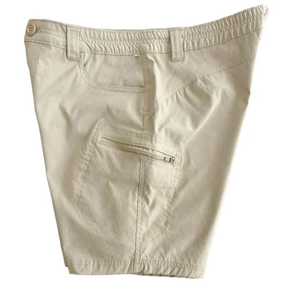 Eddie Bauer Shorts Classic Cargo Chino Side Zipper Neutral Tan Beige Size 12