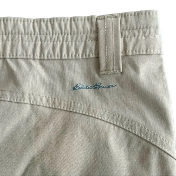 Eddie Bauer Shorts Classic Cargo Chino Side Zipper Neutral Tan Beige Size 12