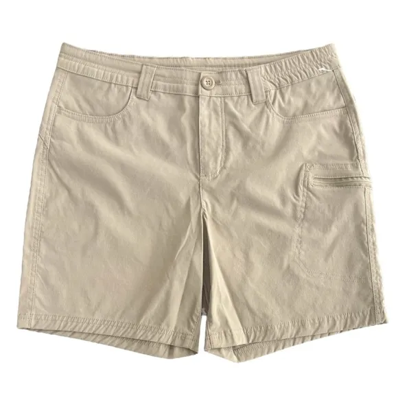 Eddie Bauer Shorts Classic Cargo Chino Side Zipper Neutral Tan Beige Size 12
