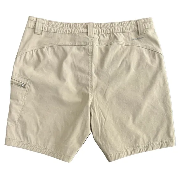 Eddie Bauer Shorts Classic Cargo Chino Side Zipper Neutral Tan Beige Size 12