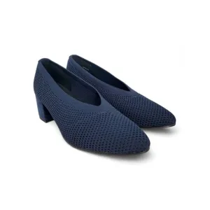 EILEEN FISHER Navy Gabby Recycled Stretch Knit Pump Chunky Heel Size 6 Comfort