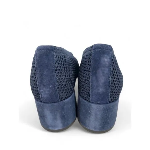 EILEEN FISHER Navy Gabby Recycled Stretch Knit Pump Chunky Heel Size 6 Comfort
