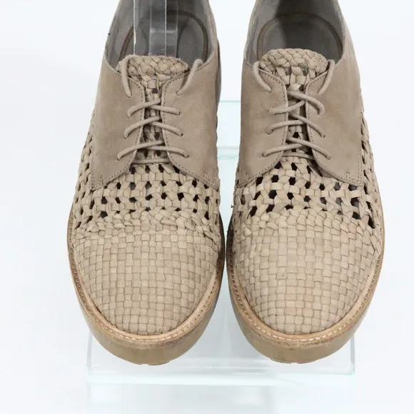 Eileen Fisher Oath Oxford Cap Toe Shoes sz 9 Women Wedge Leather