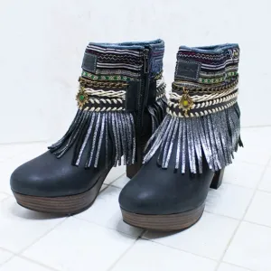 Emonk Ibiza Custom Made High Heel Boho Boots - Size 37