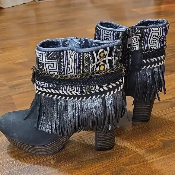 Emonk Ibiza Custom Made High Heel Boho Boots - Size 37