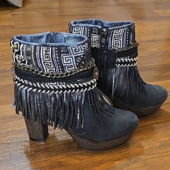Emonk Ibiza Custom Made High Heel Boho Boots - Size 37