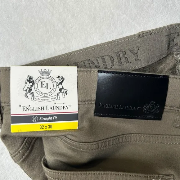 English Laundry Chino Pants Mens 32x30 Tan Stretch Straight Fit NEW
